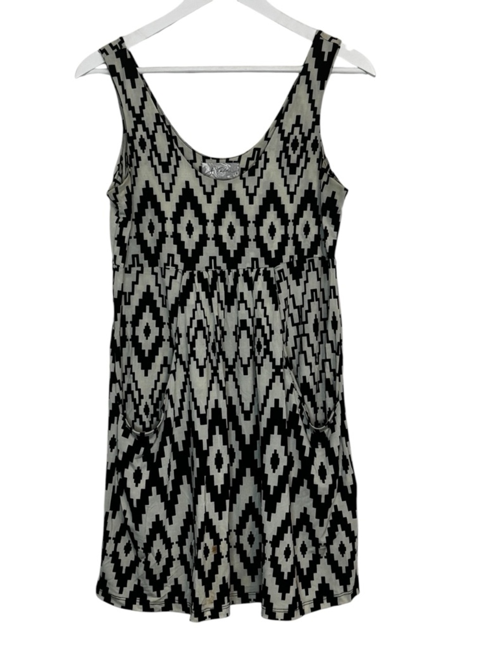 J Valdi Sleeveless Black & White Geometric Tank Mini Dress Swope Pockets